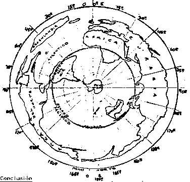 Planisferio con el polo sur como centro